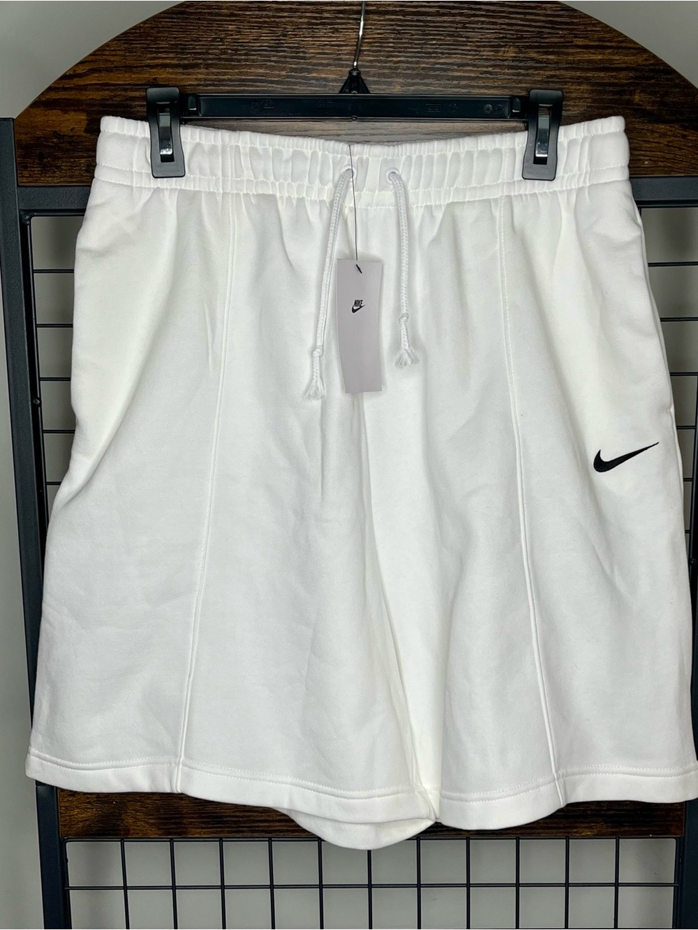 Nike White Women’s Loose Fit High Rise Athletic Drawstring Shorts